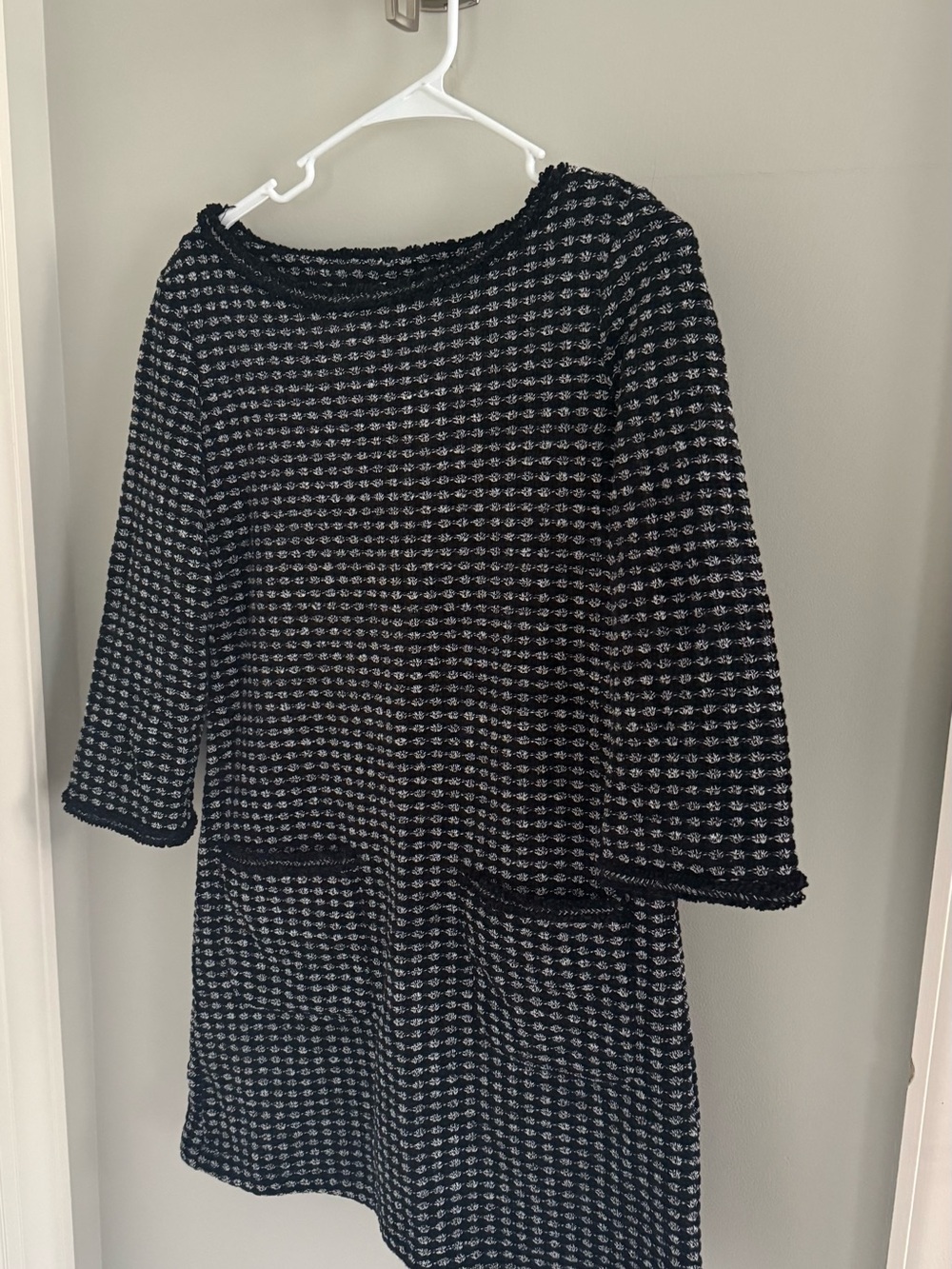 Black and White Patterned Knit Dress